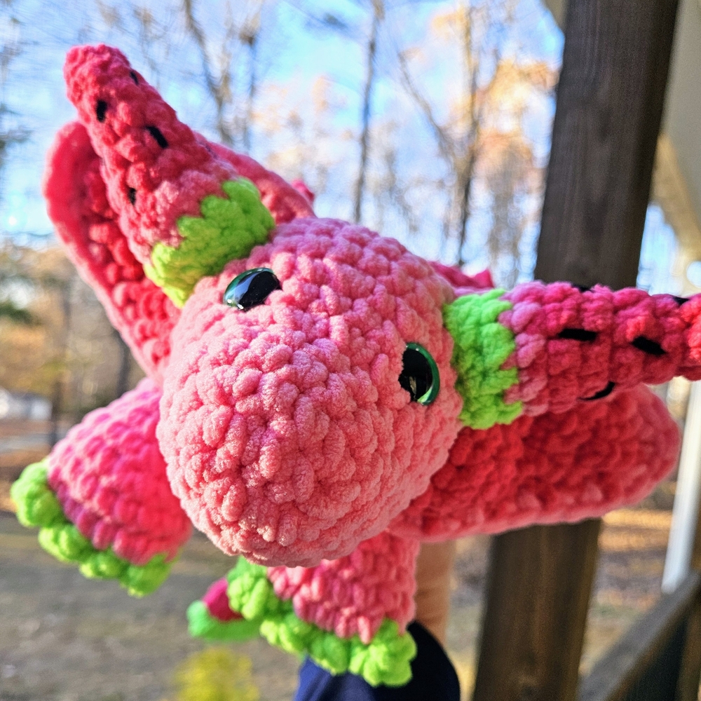 Hand Crochet Watermelon Dragon Plush